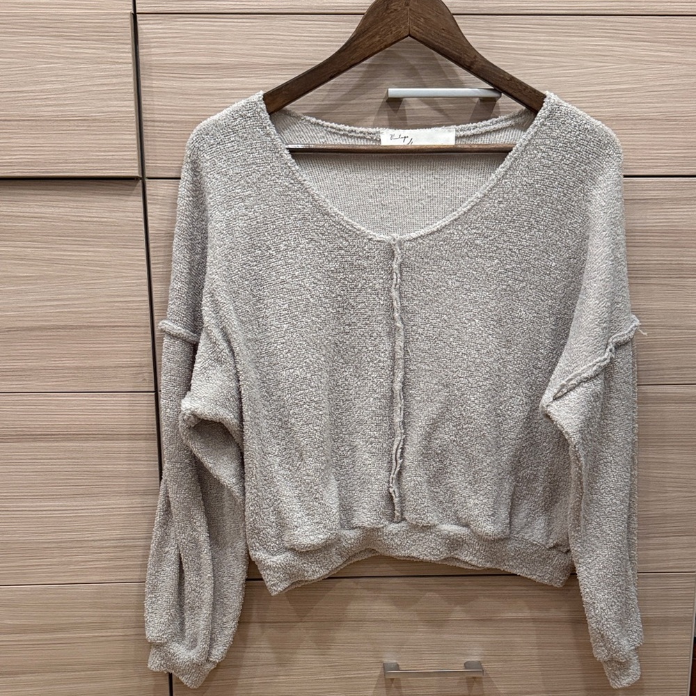 Vintage Havana Beige Cropped Knit Sweater, Size Small